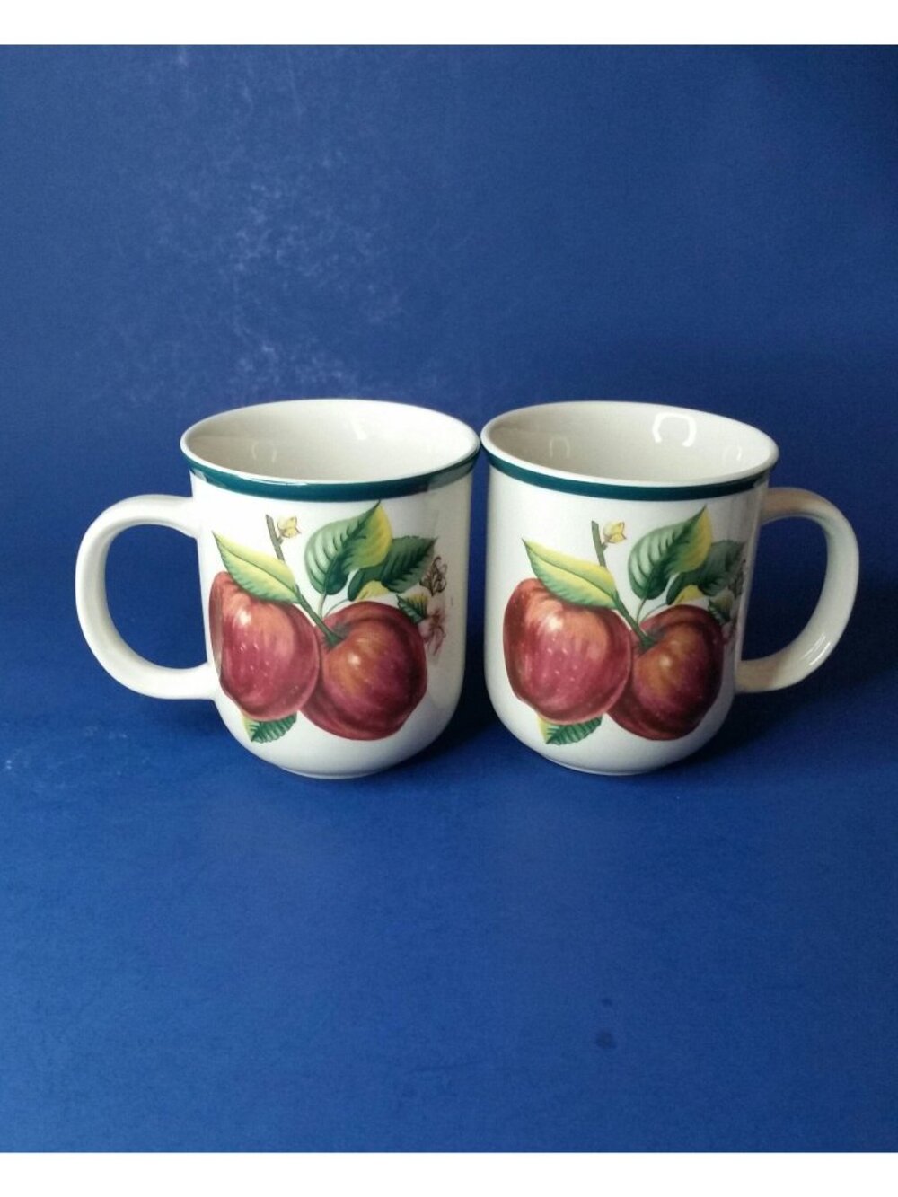 Casuals Apples Mugs China Pearl Red Apples and Pink Blossoms Mugs Set of 2